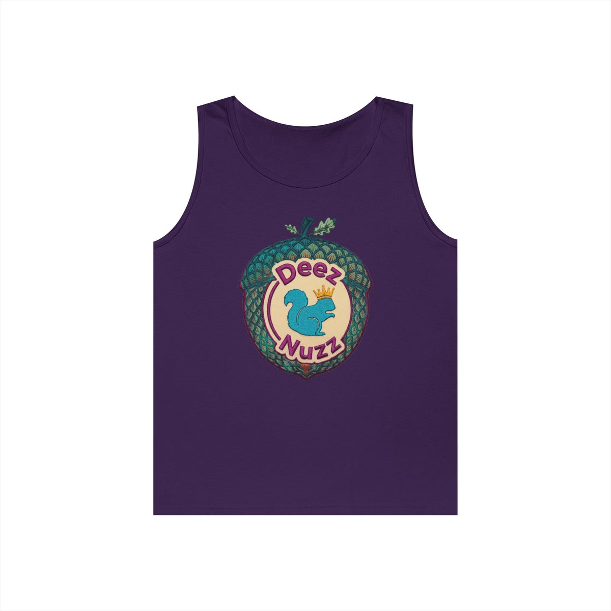 'Deez Nuzz' Purple Acorn Funny Squirrel Graphic Tank Top