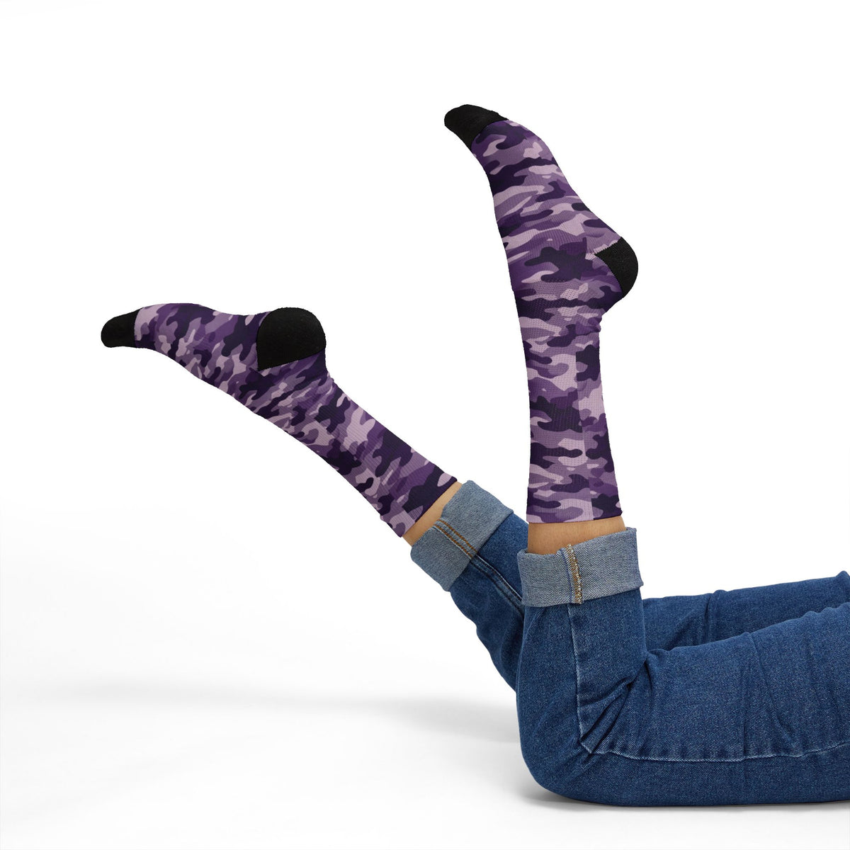 Electric Plum and Lavender Mist Camouflage Crew Socks by |Royal Violet Camo Crew by Camotoez Royal Violet Camo Crew | | Blend In But Stand Out Edition | More Mercy For Your Soles
