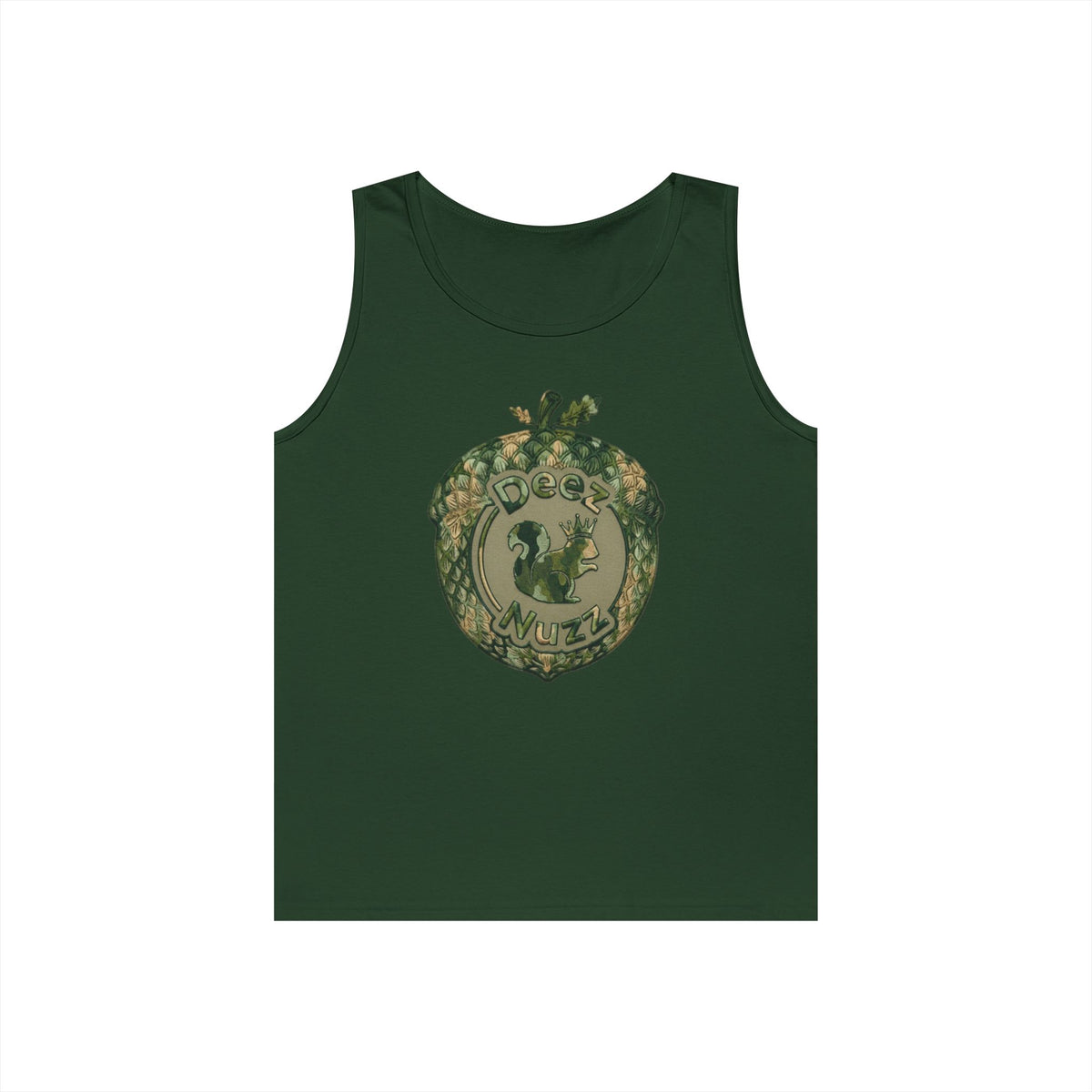 ‘Deez Nuzz’  Vintage Green Crest Funny Graphic Tank Top