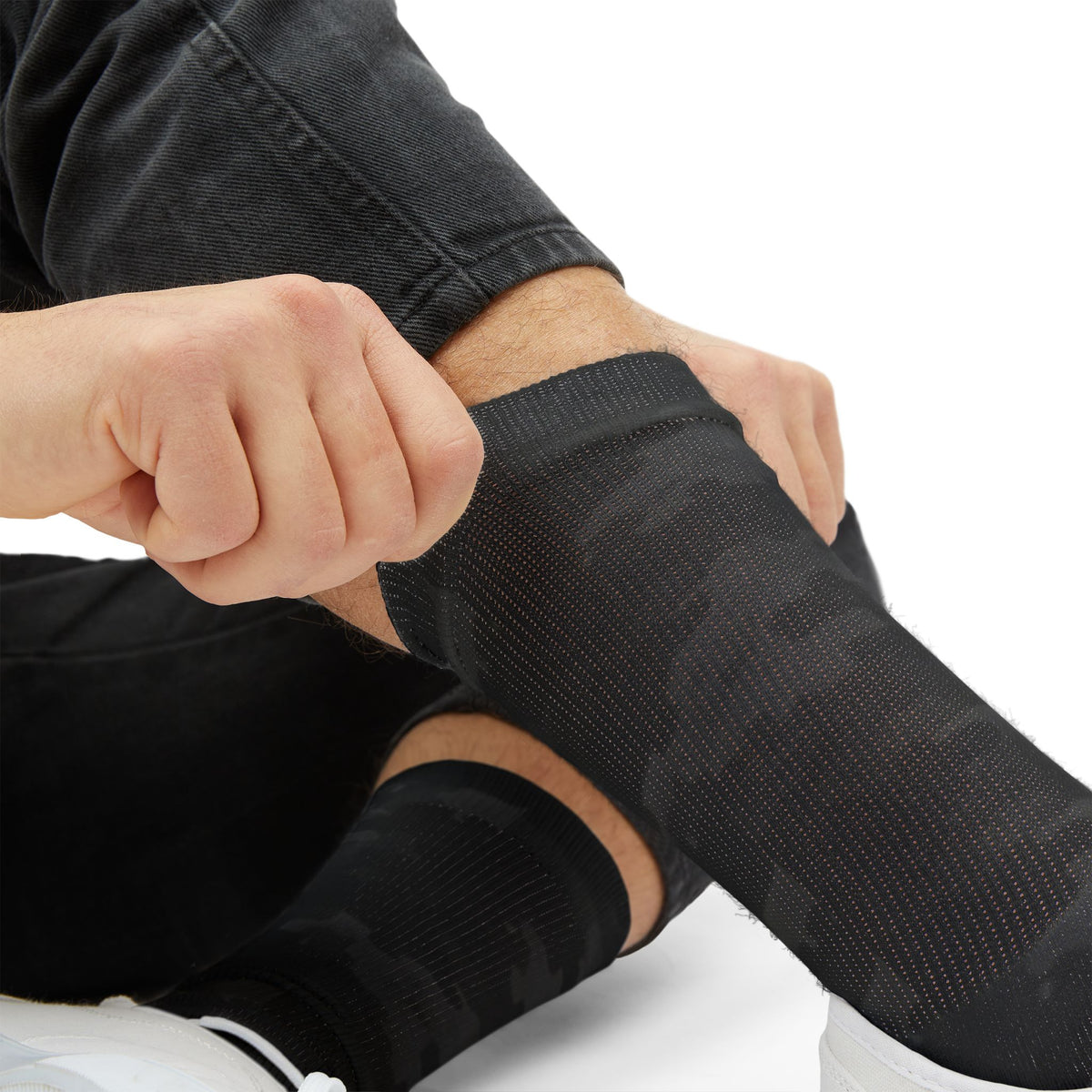 Dark Gray Carbon Stealth Crew Socks by Camotoez Midnight Glitch
