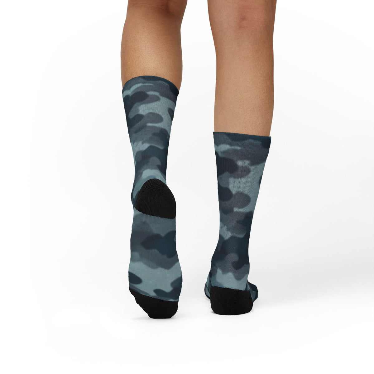 Shadowy Slate and Digital Navy Blue  Crew Socks by Camotoez The Blue Monster Protocol