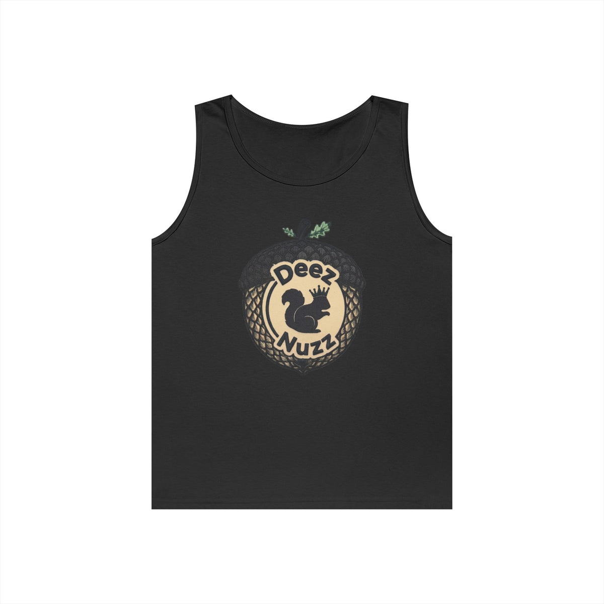 ‘Deez Nuzz’  Vintage Black/Tan Crest Funny Graphic Tank Top