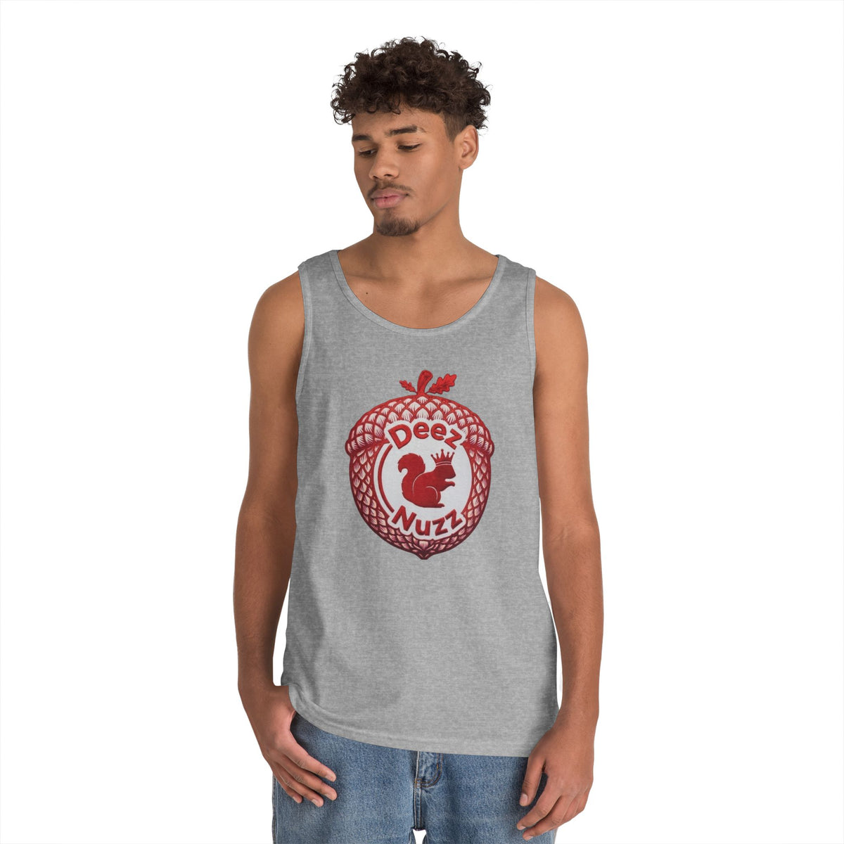 Copy of Copy of  'Deez Nuzz' Red Acorn Funny Squirrel Graphic Tank Top