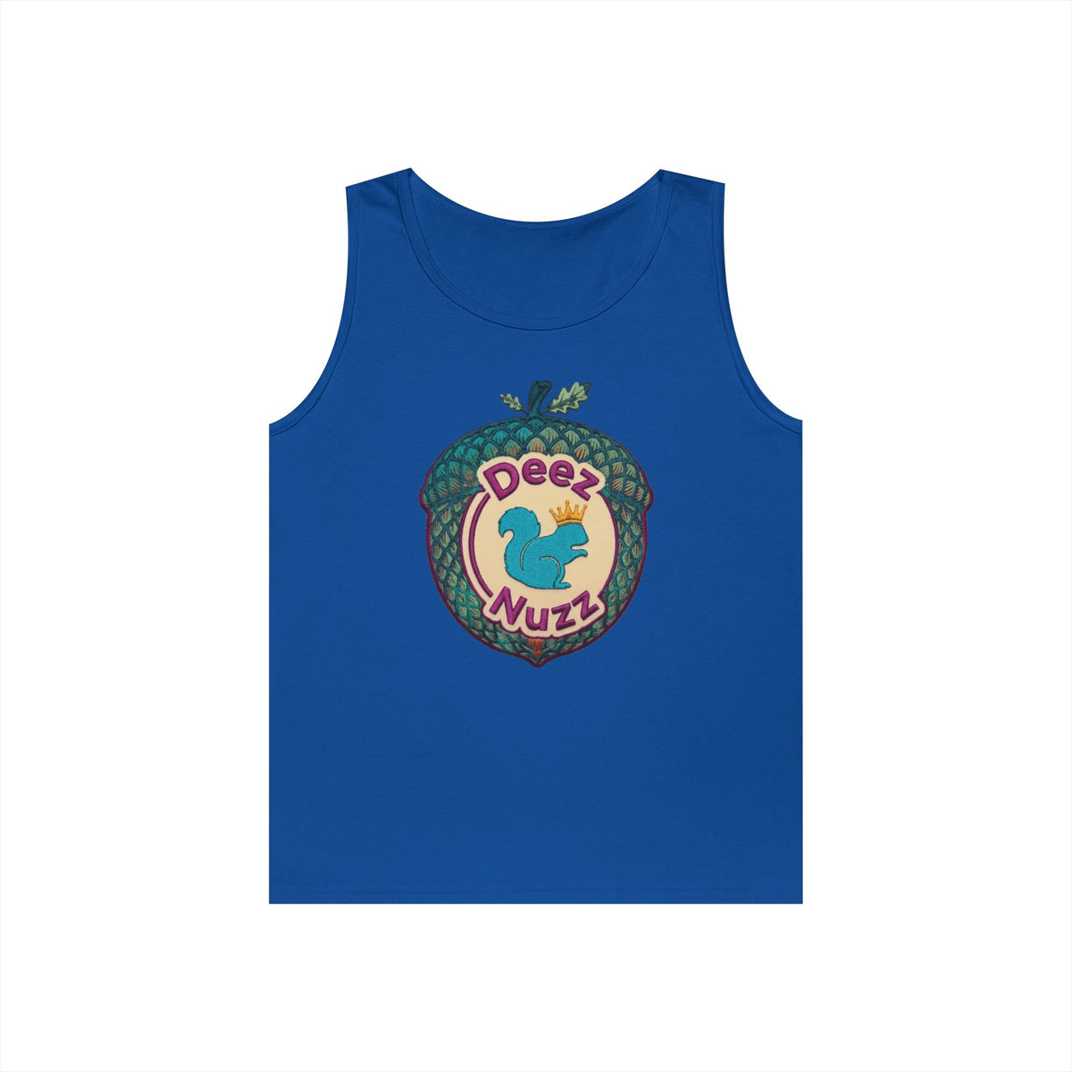 'Deez Nuzz' Purple Acorn Funny Squirrel Graphic Tank Top