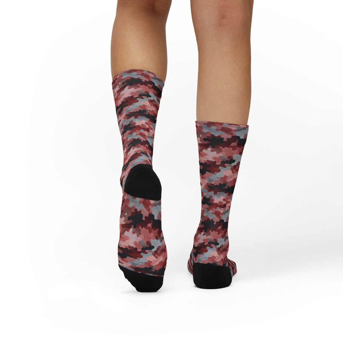 Blush Pink Camo Crew Socks by Camotoez Fly Feral Flamingos