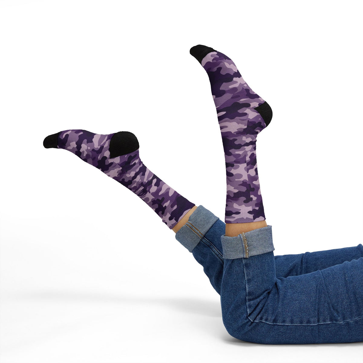 Electric Plum and Lavender Mist Camouflage Crew Socks by |Royal Violet Camo Crew by Camotoez Royal Violet Camo Crew | | Blend In But Stand Out Edition | More Mercy For Your Soles