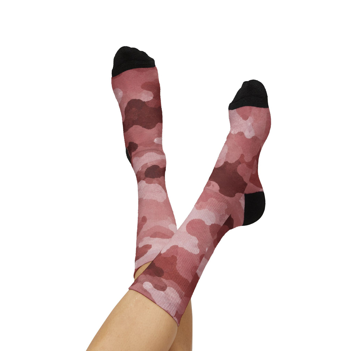 Digital Mauve and Aqueous Rose Camouflage Crew Socks by Camotoez Mauve Camo Crew | Blend In But Stand Out Edition | More Mercy For Yor Soles