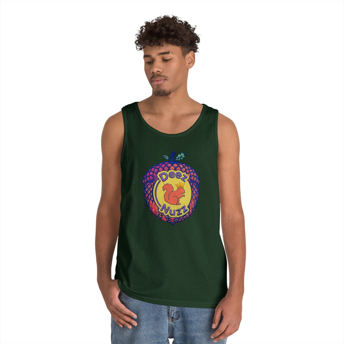 'Deez Nuzz' Pink Acorn Funny Squirrel Graphic Tank Top