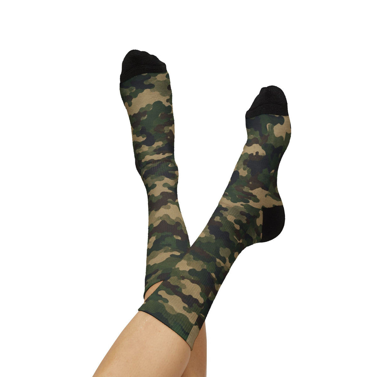 Olive and Moss GreenCrew Socks by Camotoez Woodland FeralFlux