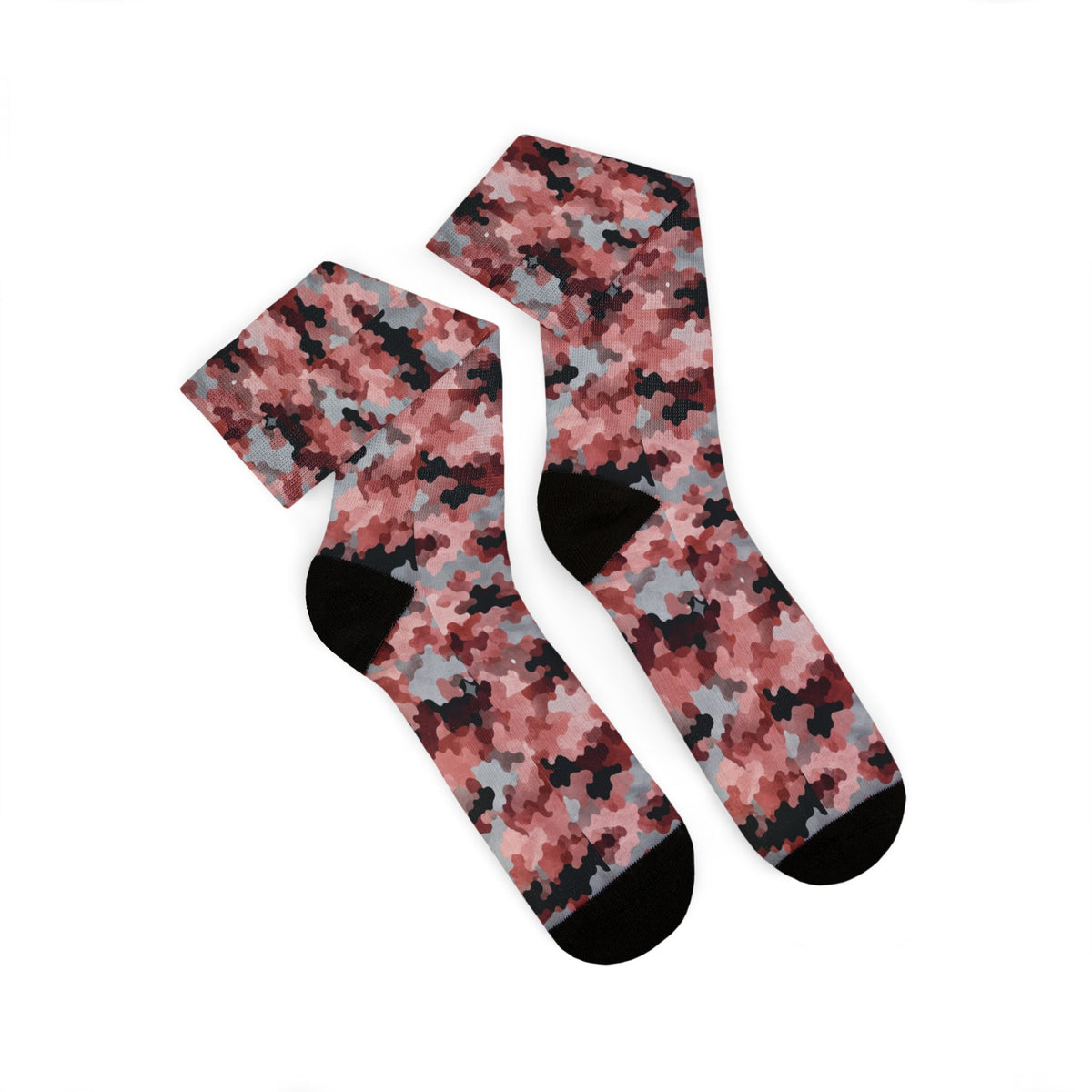 Blush Pink Camo Crew Socks by Camotoez Fly Feral Flamingos