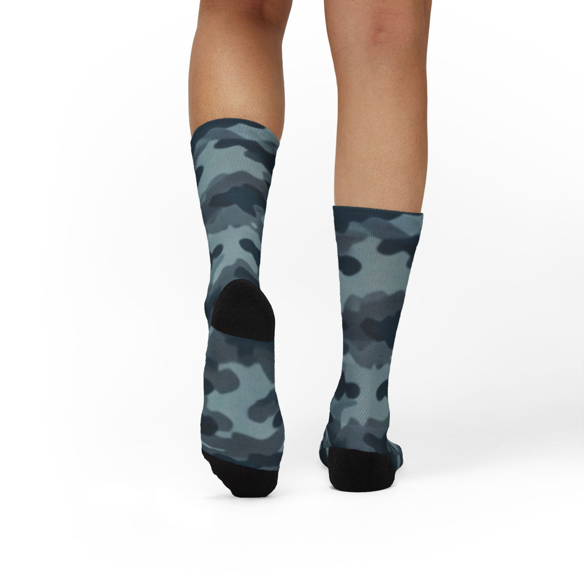 Shadowy Slate and Digital Navy Blue  Crew Socks by Camotoez The Blue Monster Protocol