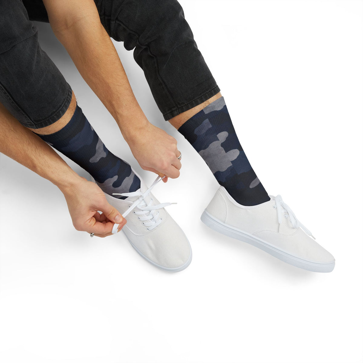 Colbalt, Icy Bue and Onyx Crew Socks by Camotoez The Deep Sea Stealth Crew