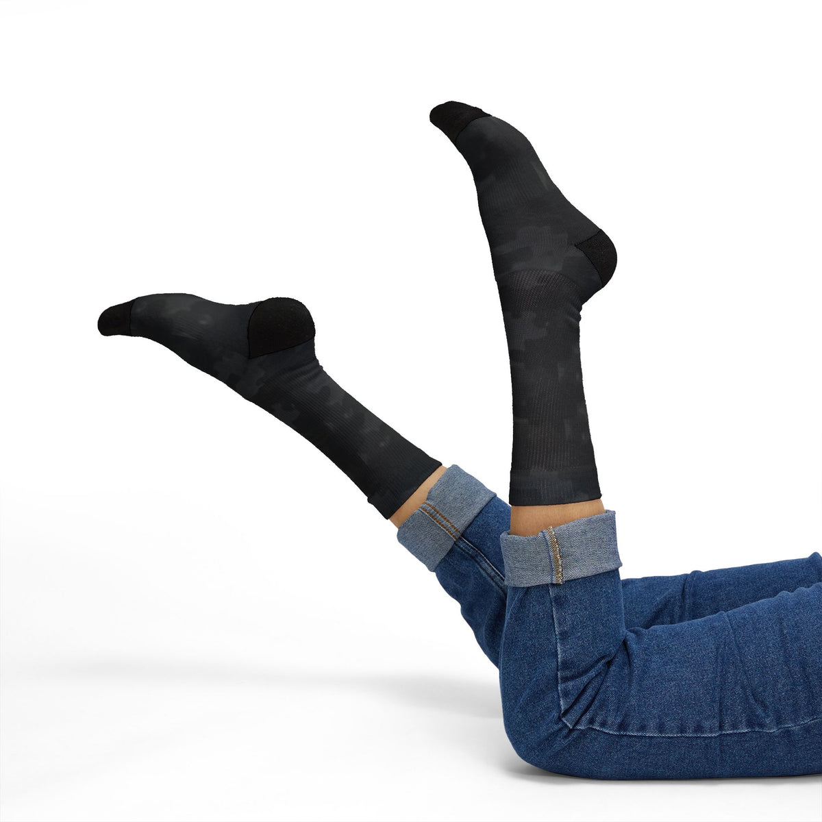 Dark Gray Carbon Stealth Crew Socks by Camotoez Midnight Glitch