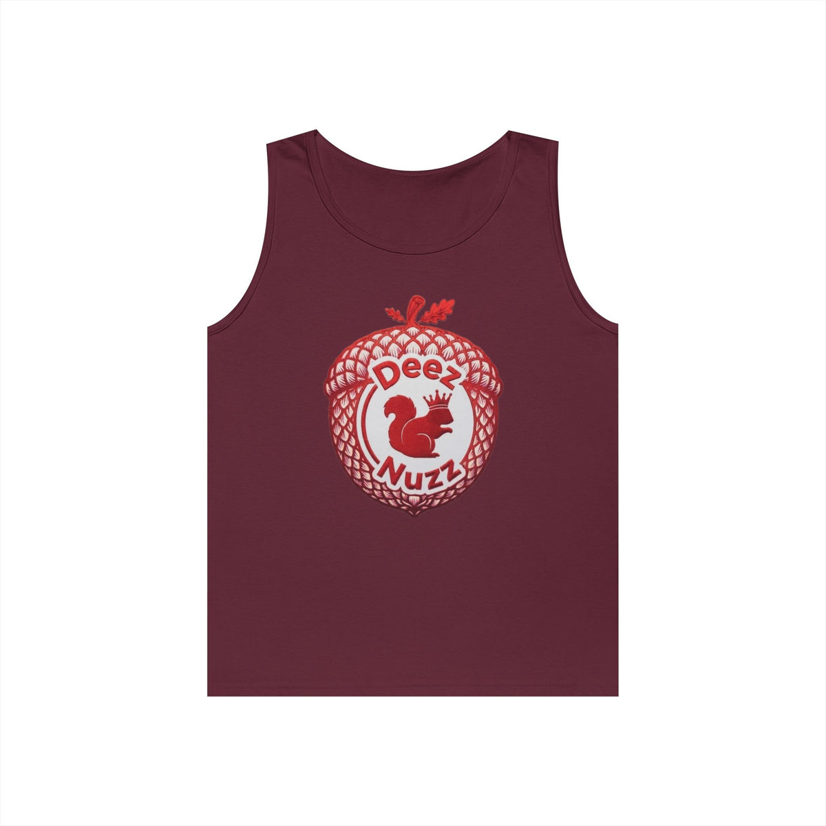 'Deez Nuzz' Red Acorn Funny Squirrel Graphic Tank Top