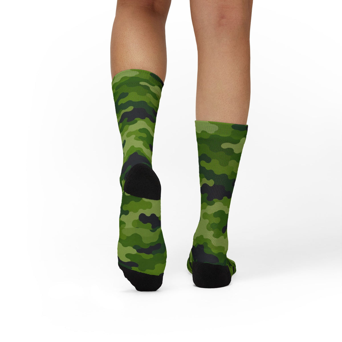 Granny Smith Green and Lime Crew Socks  by Camotoez Tranquil Tread Camouflage Freedom Socks