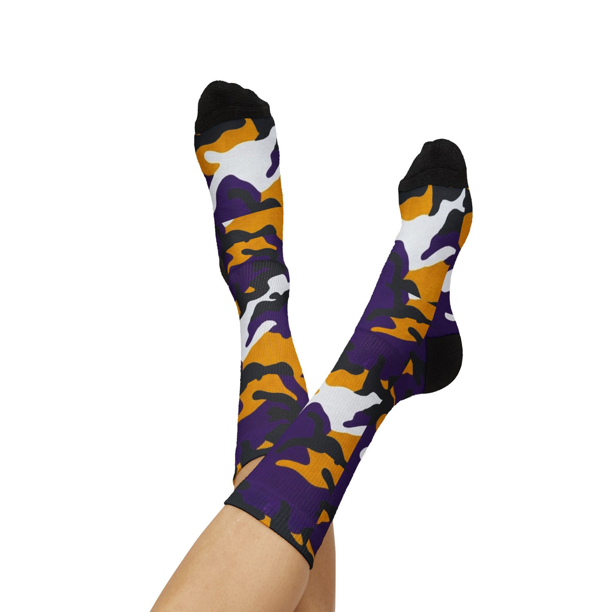Copy of Captain Camotoez, Red Orange Camo Bay Drip Sublimation Socks — Bold Camouflage Athletic Crew Socks