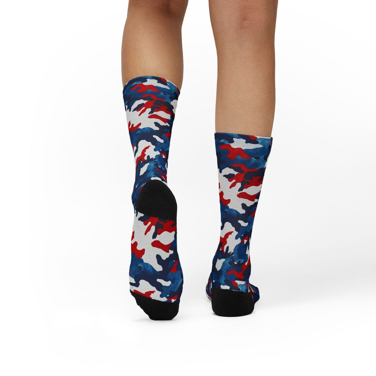 Still One Nation, Red, White and Blue Camouflage Crew Socks by Camotoez