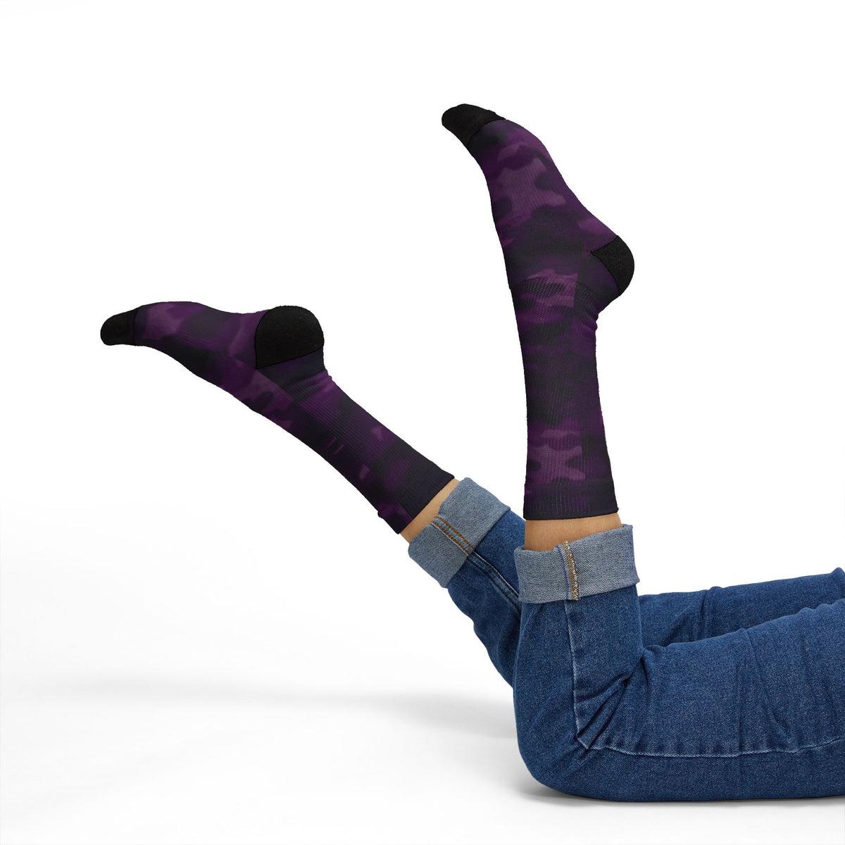 Digital Purple Crew Socks by Camotoez Ultraviolet Vibes