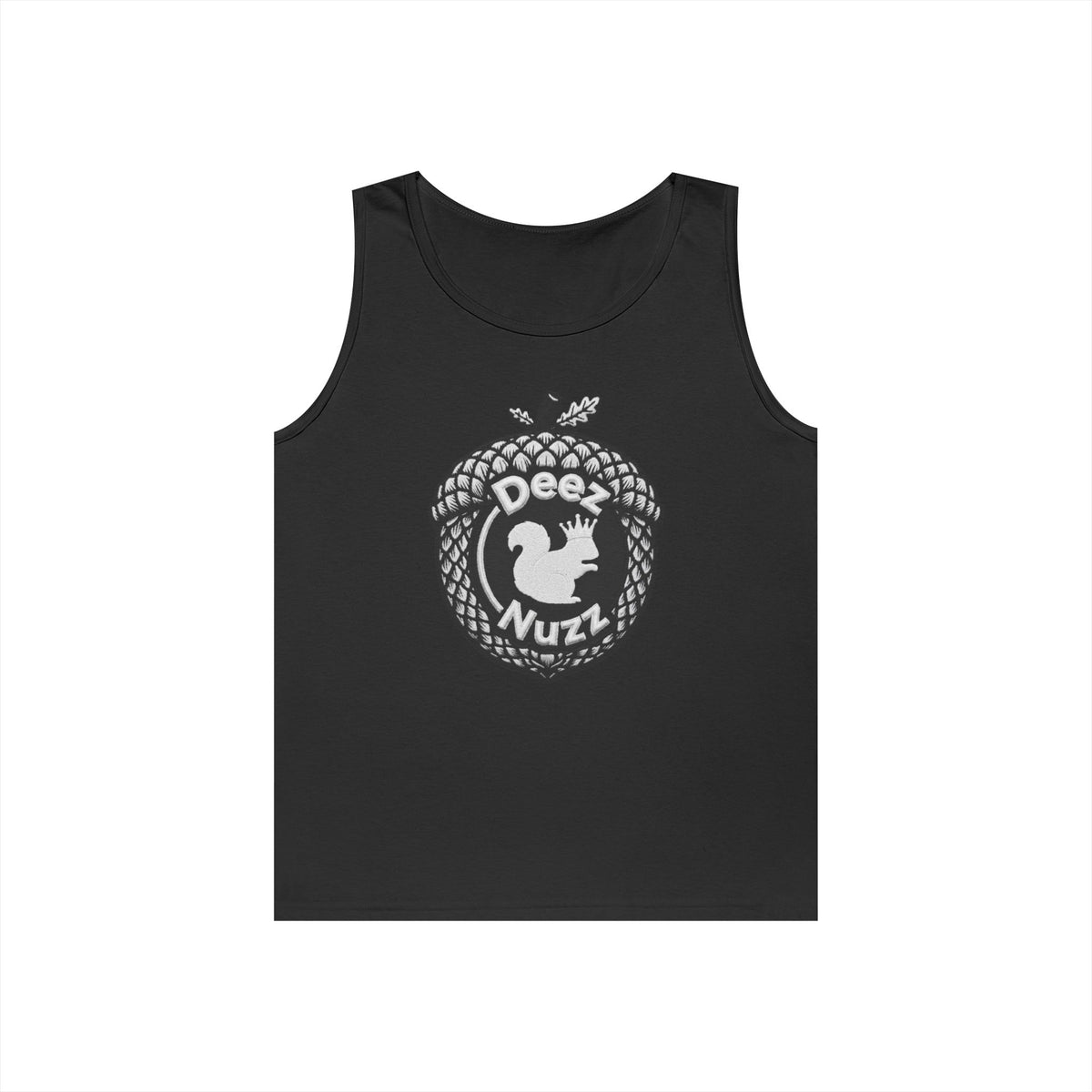 ‘Deez Nuzz’  Vintage White/Black Crest Funny Graphic Tank Top