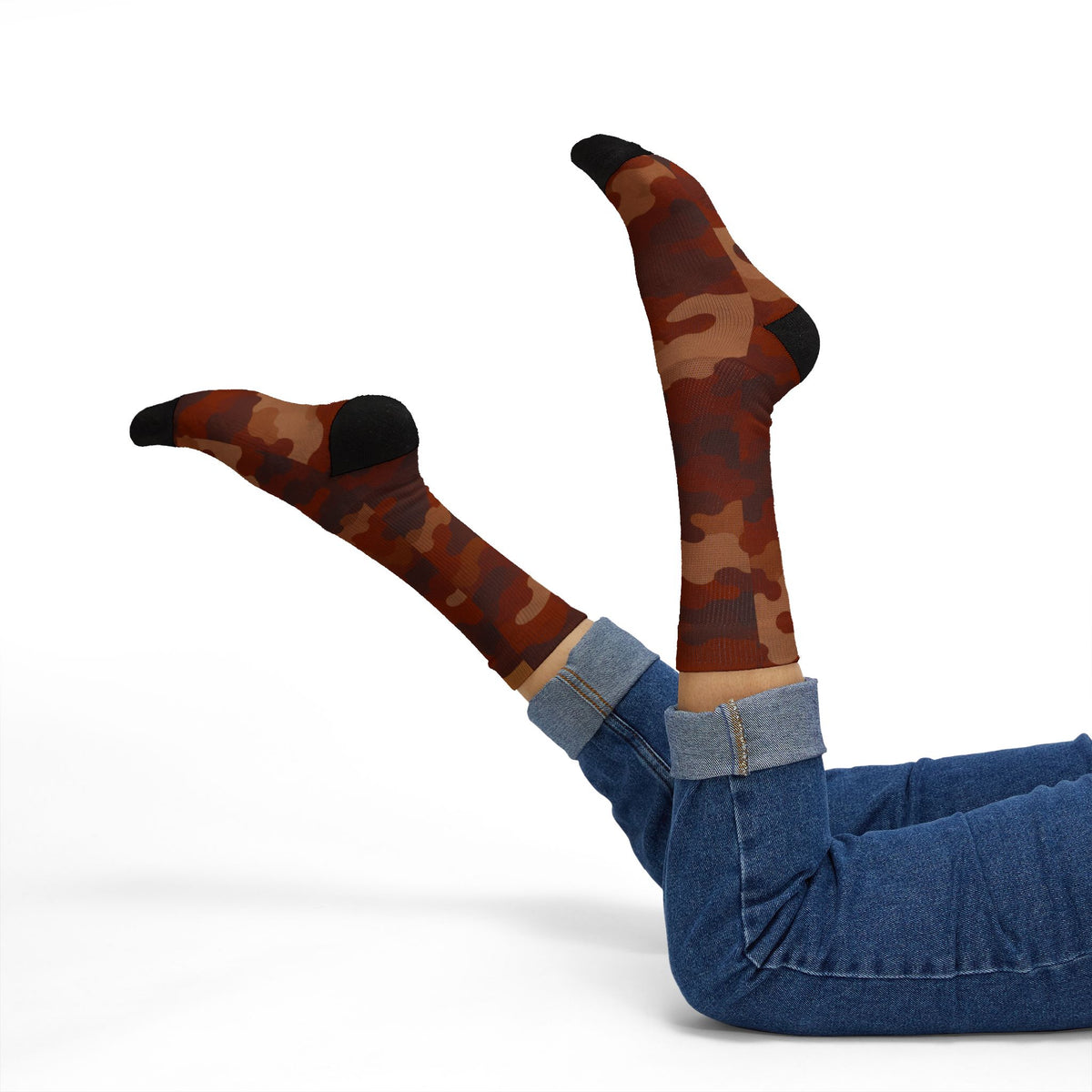 Burnt Terracotta and Sandy Tan Camouflage Crew Socks by Camotoez The Oxide Operative