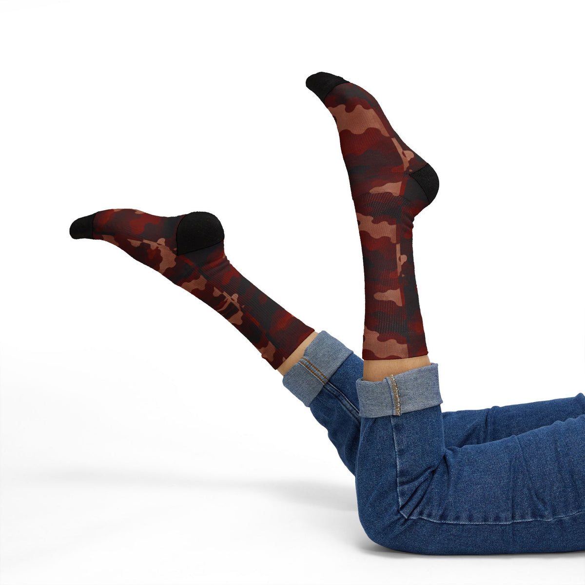 Muted Red Crew Sock by Camotoez Feral Sriracha Hazard