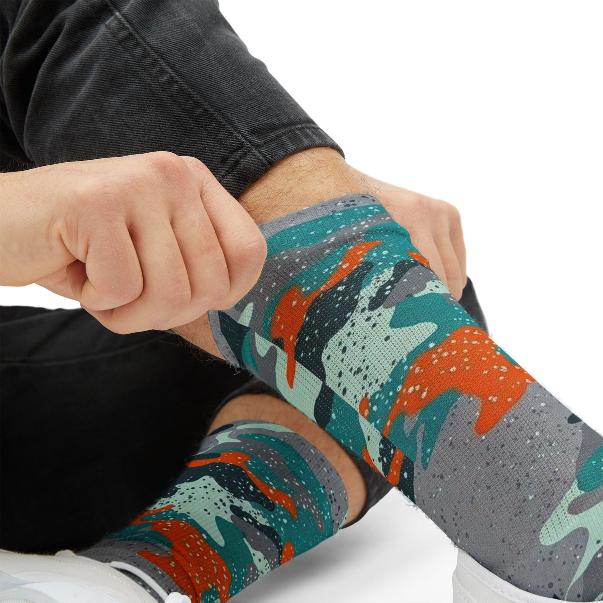 Miami Vibe Dolphin Aura Crew Socks Carib Drip by Camotoez