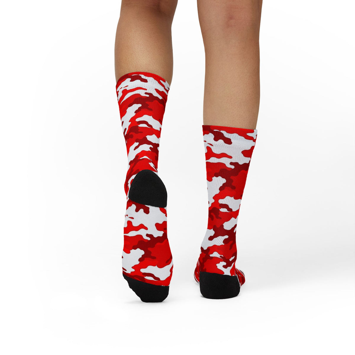 Radiant Crimson and Obsidian Anchor Camouflage Crew Socks by Camotoez Crimson Pulse Camo Crew | Blend In But Stand Out Edition | More Mercy For Your Sole