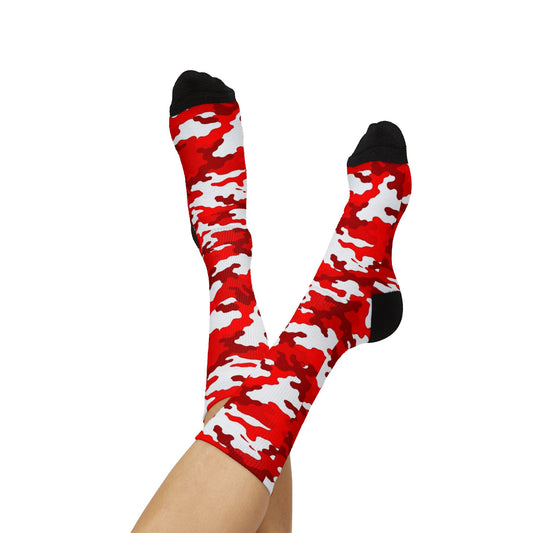 Radiant Crimson and Obsidian Anchor Camouflage Crew Socks by Camotoez Crimson Pulse Camo Crew | Blend In But Stand Out Edition | More Mercy For Your Sole