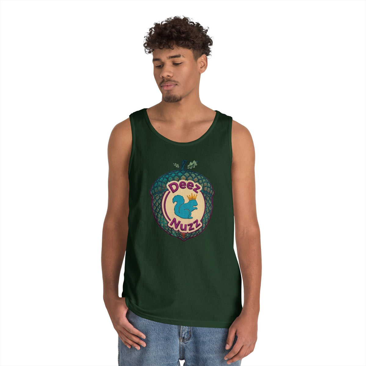 'Deez Nuzz' Purple Acorn Funny Squirrel Graphic Tank Top