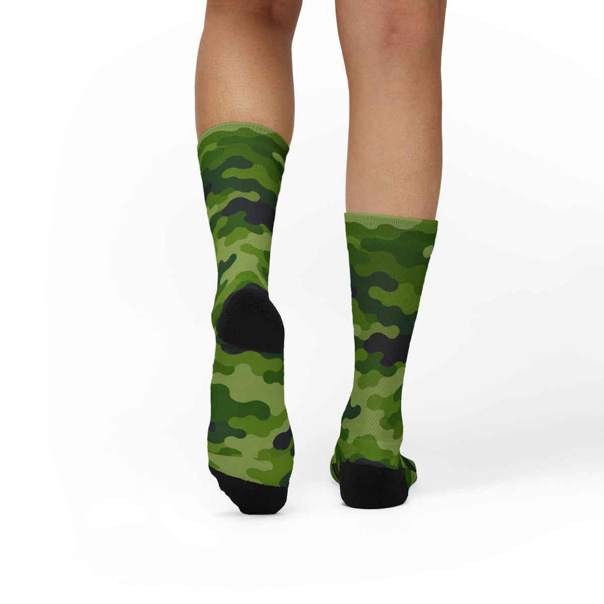 Granny Smith Green and Lime Crew Socks  by Camotoez Tranquil Tread Camouflage Freedom Socks