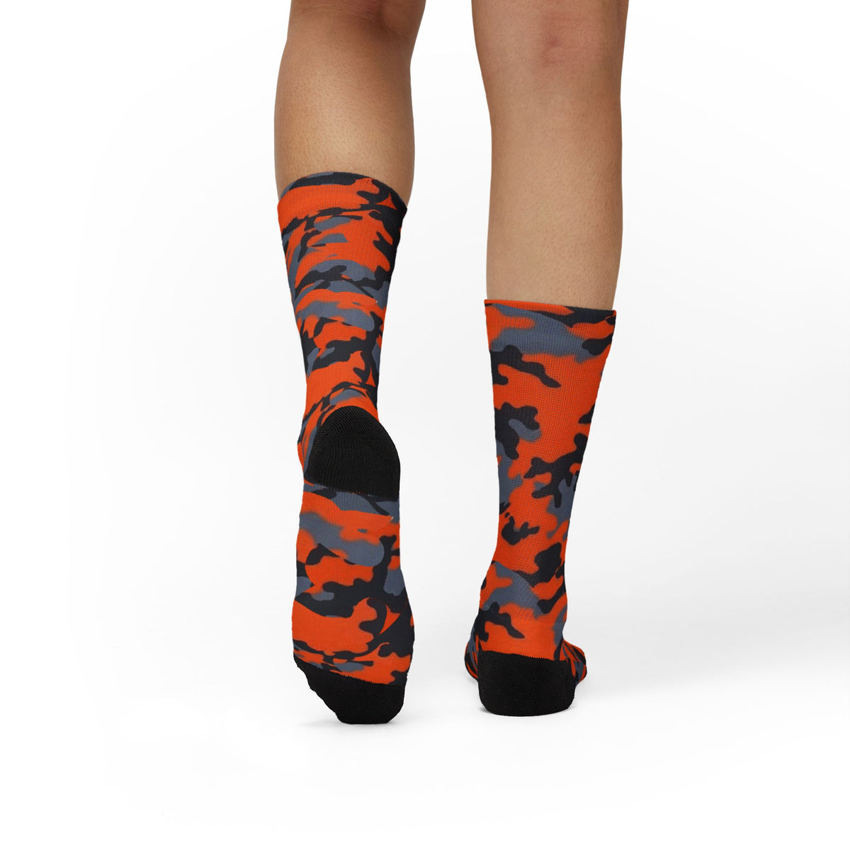 Pewter Orange and Black  Hi Seas l Camouflage Crew Socksby Camotoez