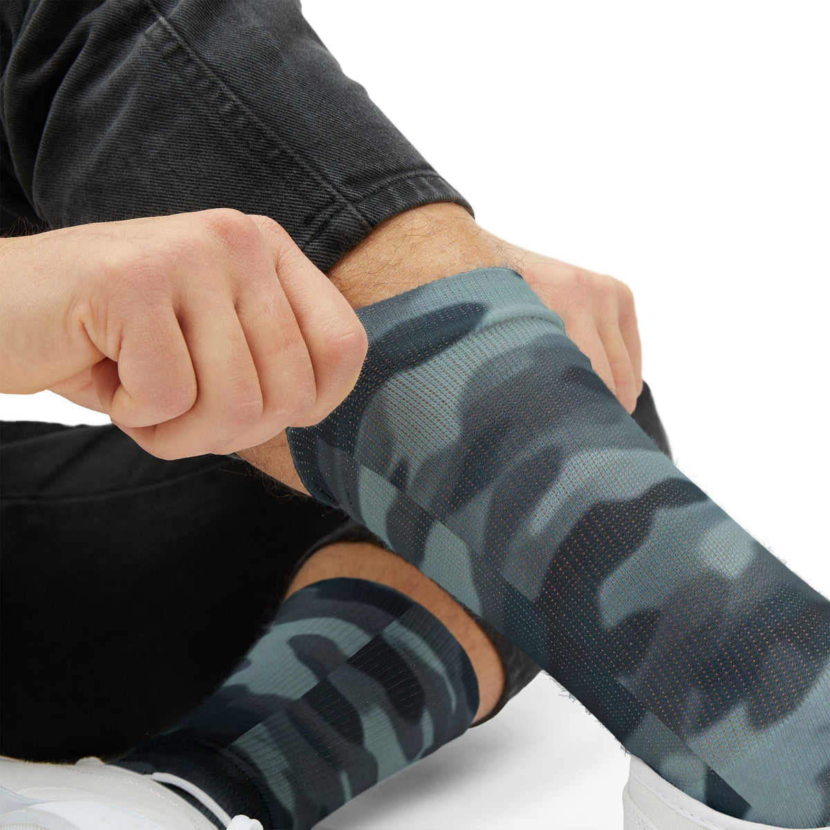 Shadowy Slate and Digital Navy Blue  Crew Socks by Camotoez The Blue Monster Protocol