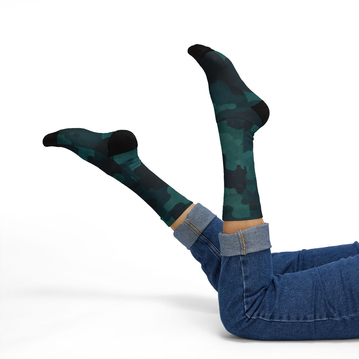 Blue Flare and Transformative Teal Crew Socks by Camotoez The Midnight PerimeterCrew