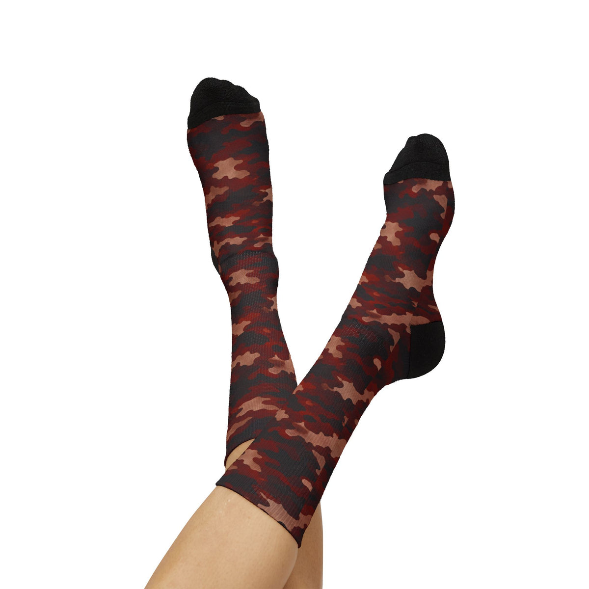 Muted Red Crew Sock by Camotoez Feral Sriracha Hazard
