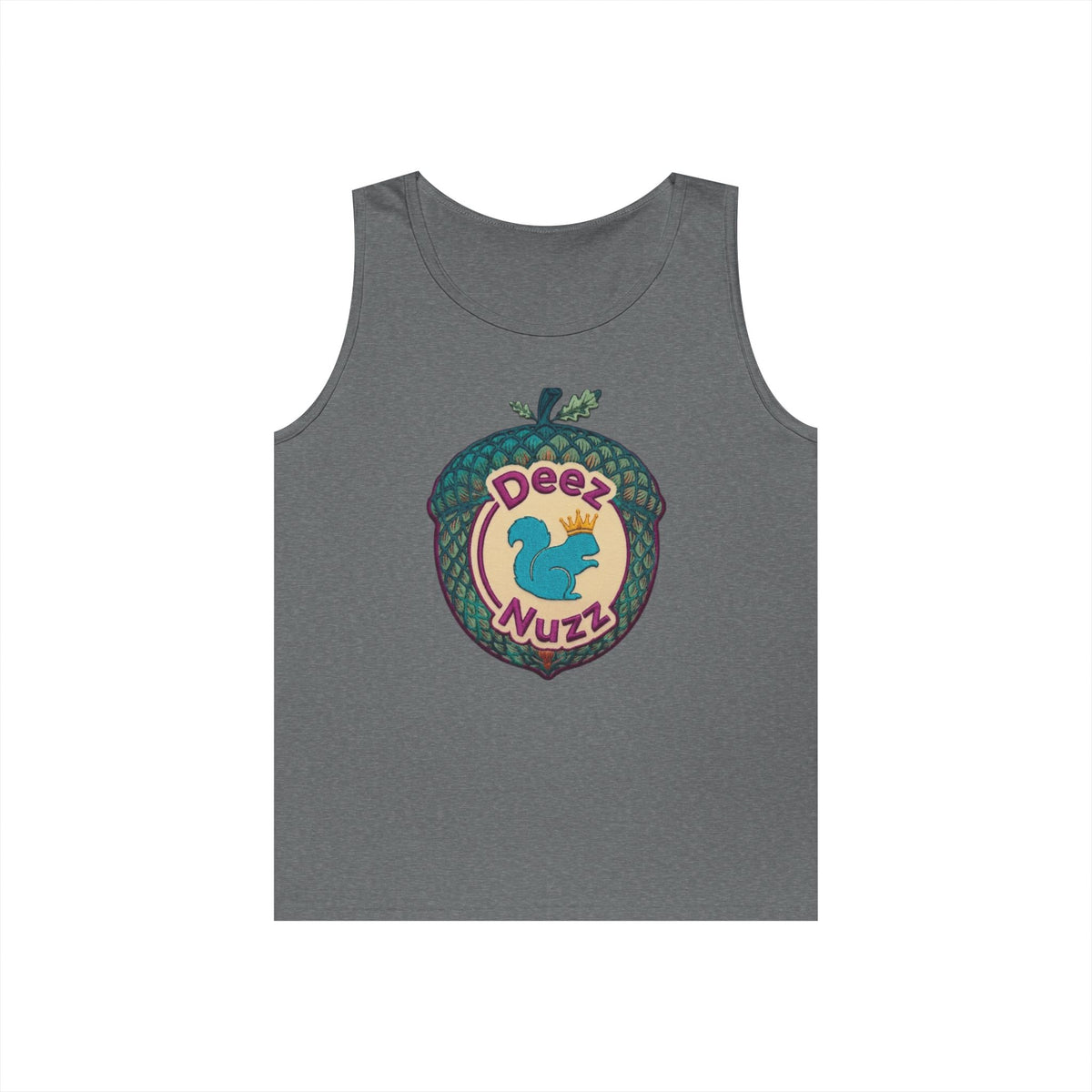 'Deez Nuzz' Purple Acorn Funny Squirrel Graphic Tank Top