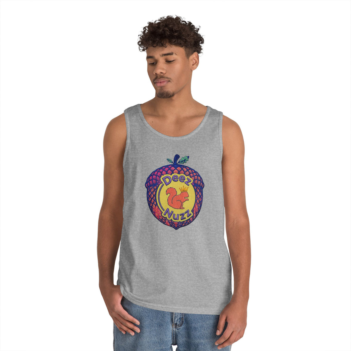 'Deez Nuzz' Pink Acorn Funny Squirrel Graphic Tank Top