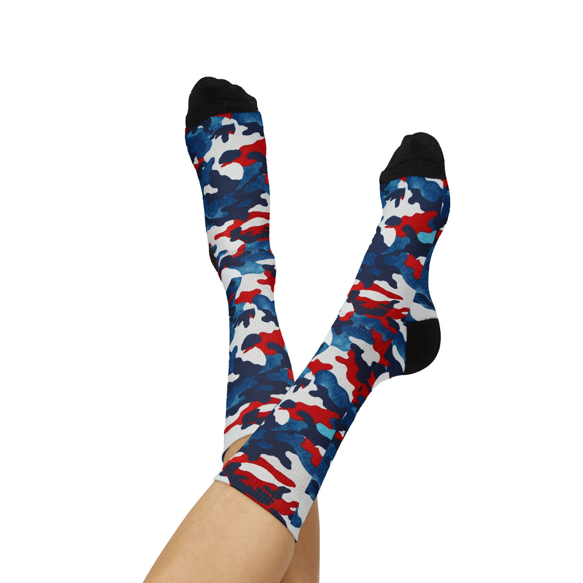 Still One Nation, Red, White and Blue Camouflage Crew Socks by Camotoez
