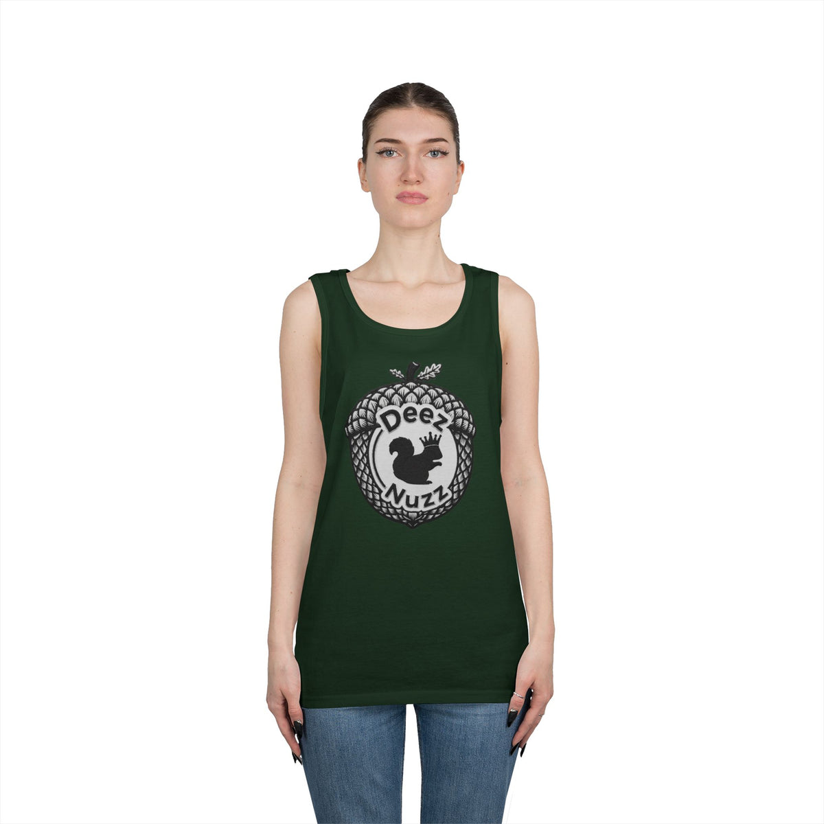 ‘Deez Nuzz’  Vintage Black/Grey Crest Funny Graphic Tank Top