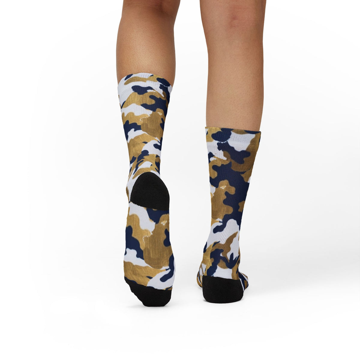 White, Royal Blue and Gold Pubs l Camouflage Crew Socks by Camotoez