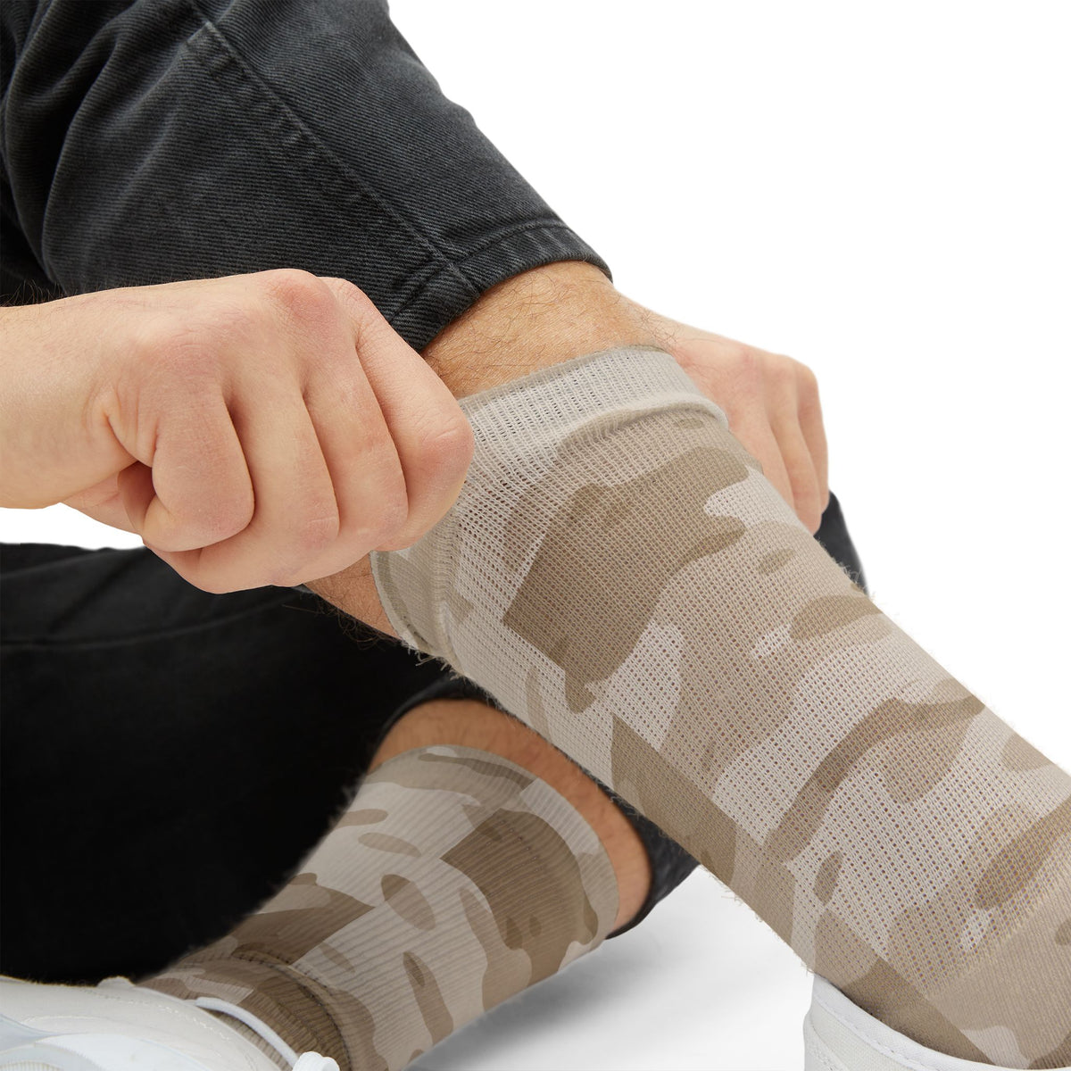 Natural Linen and Cloud Dance Crew Socks by Camotoez Neutral Blend Battle Dress