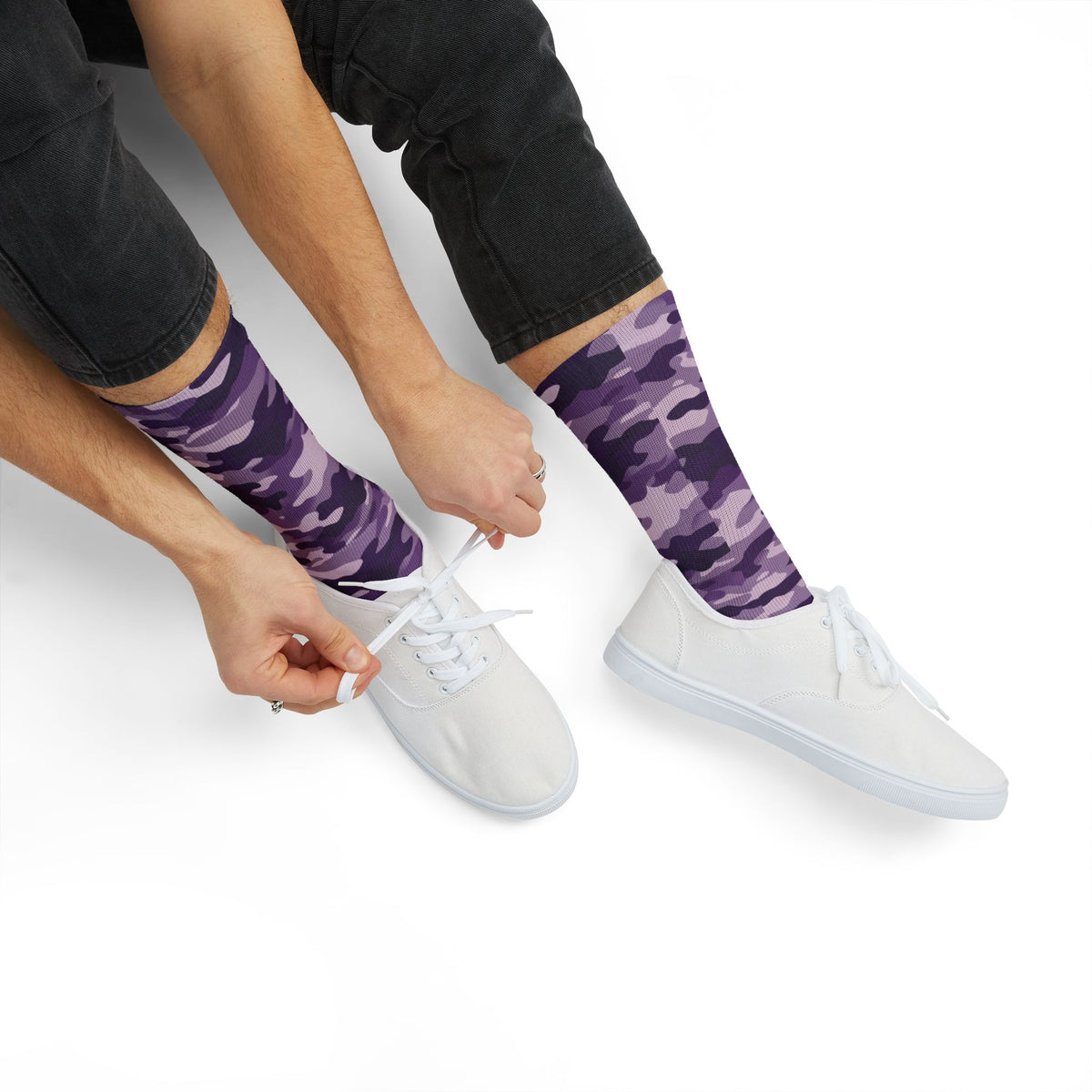 Electric Plum and Lavender Mist Camouflage Crew Socks by |Royal Violet Camo Crew by Camotoez Royal Violet Camo Crew | | Blend In But Stand Out Edition | More Mercy For Your Soles