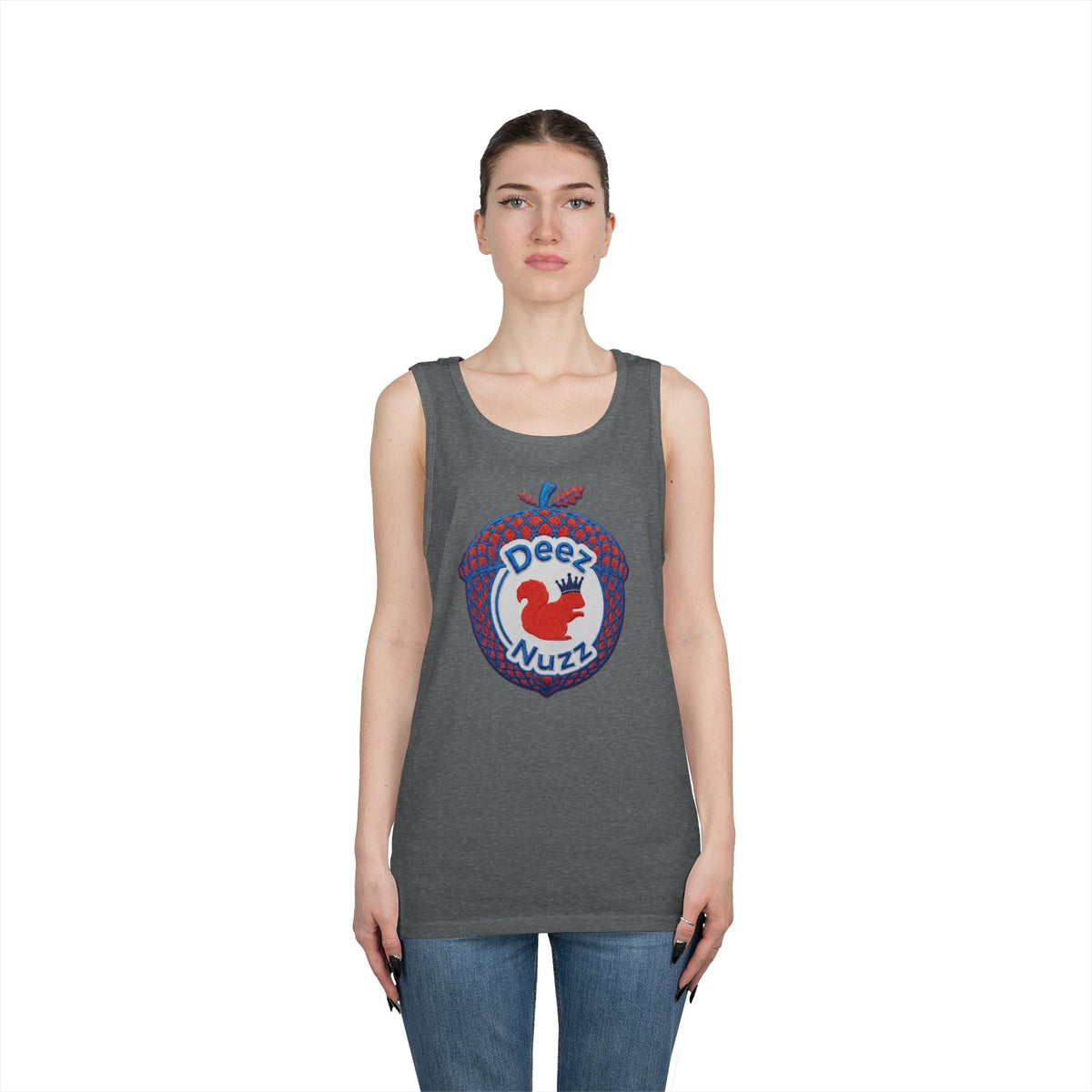 ‘Deez Nuzz’  Red,White, Blue Crest Funny Graphic Tank Top