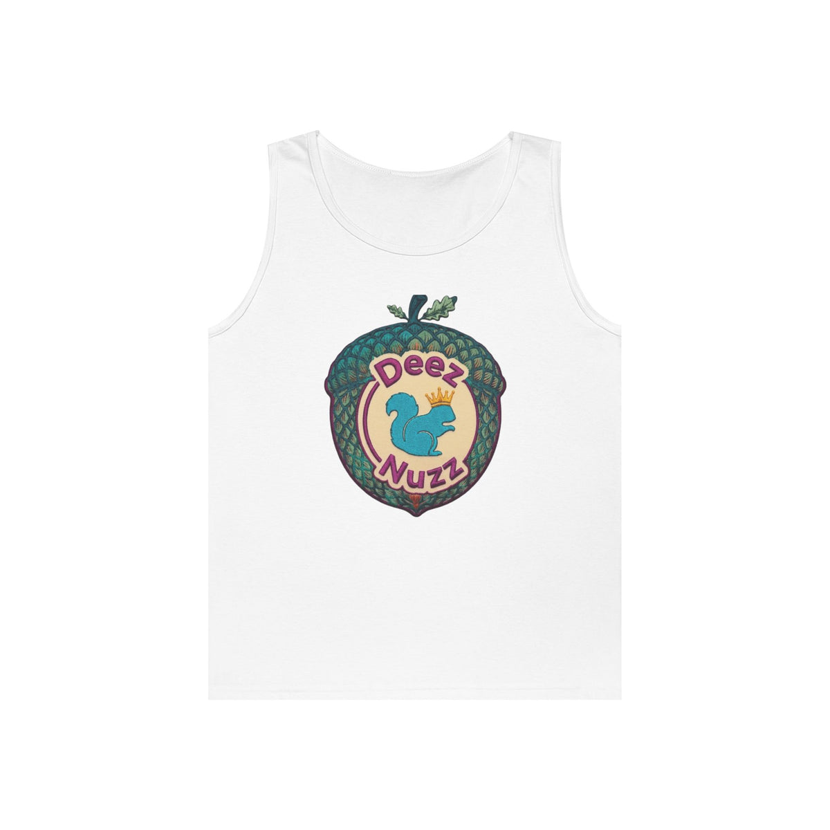 'Deez Nuzz' Purple Acorn Funny Squirrel Graphic Tank Top
