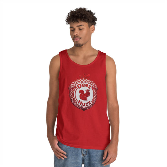 'Deez Nuzz' Red Acorn Funny Squirrel Graphic Tank Top