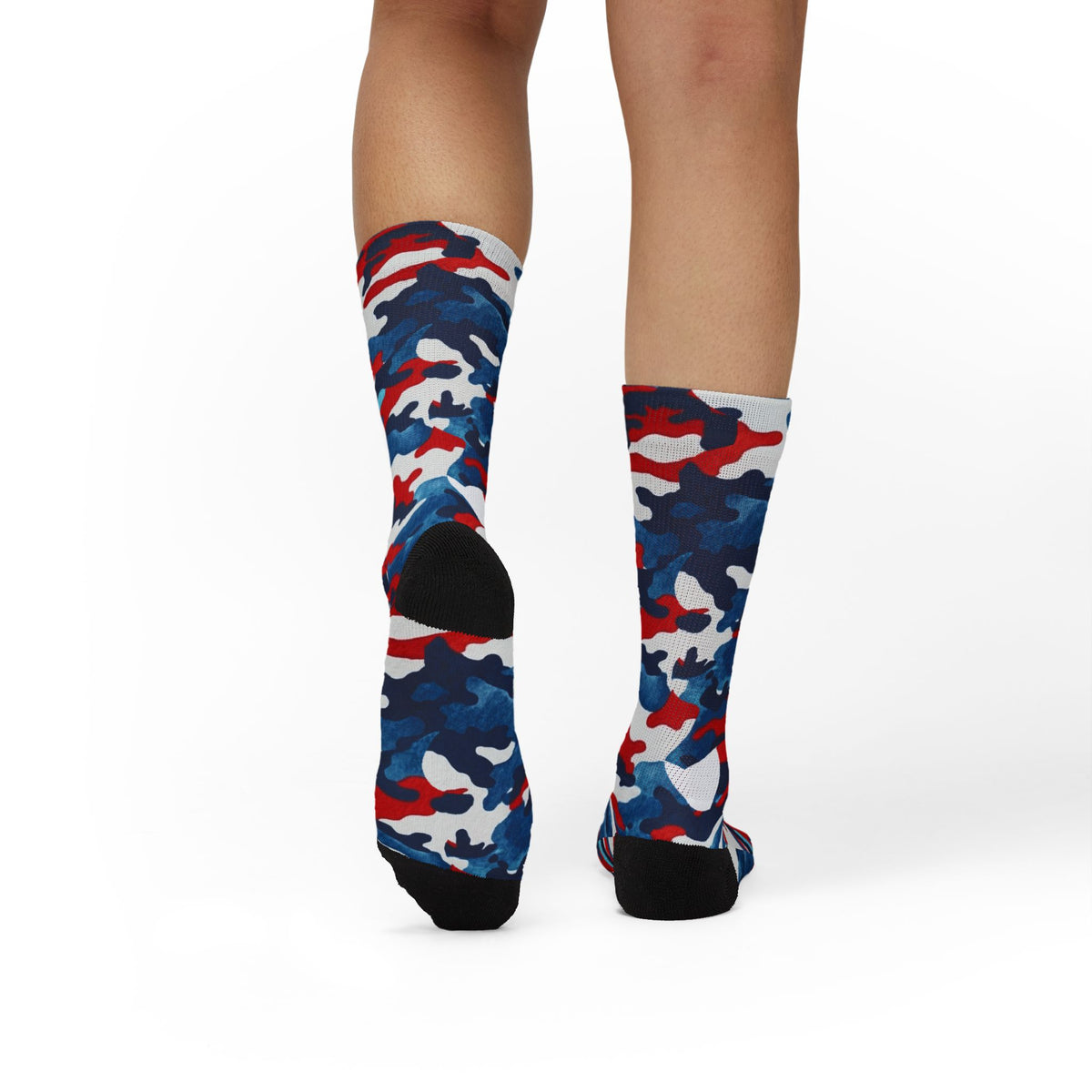 Still One Nation, Red, White and Blue Camouflage Crew Socks by Camotoez