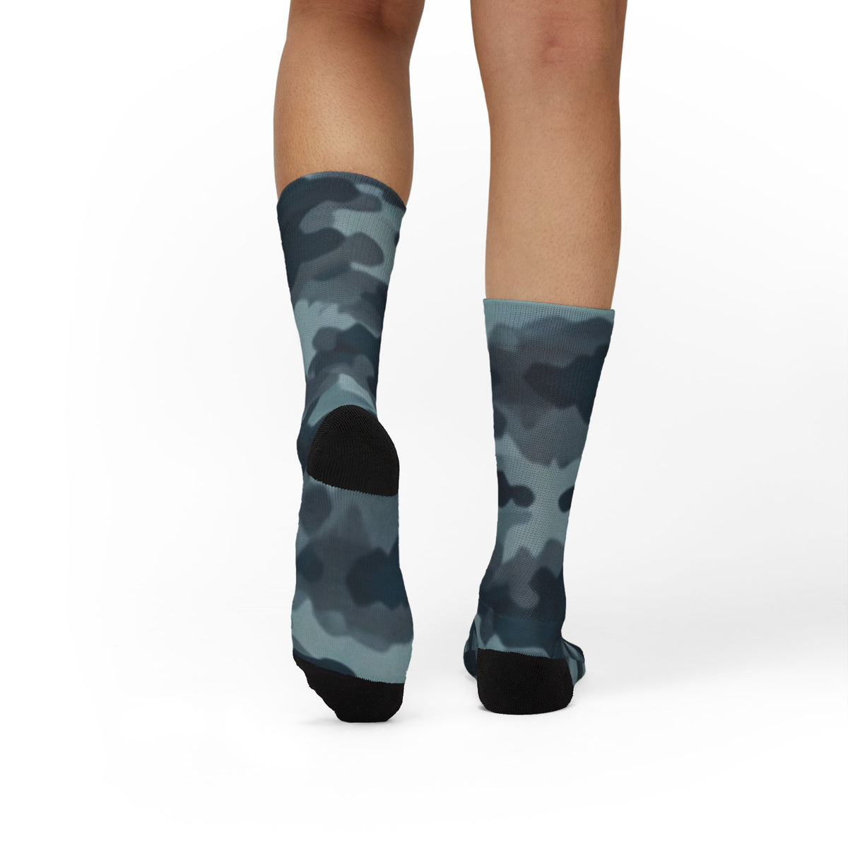 Shadowy Slate and Digital Navy Blue  Crew Socks by Camotoez The Blue Monster Protocol
