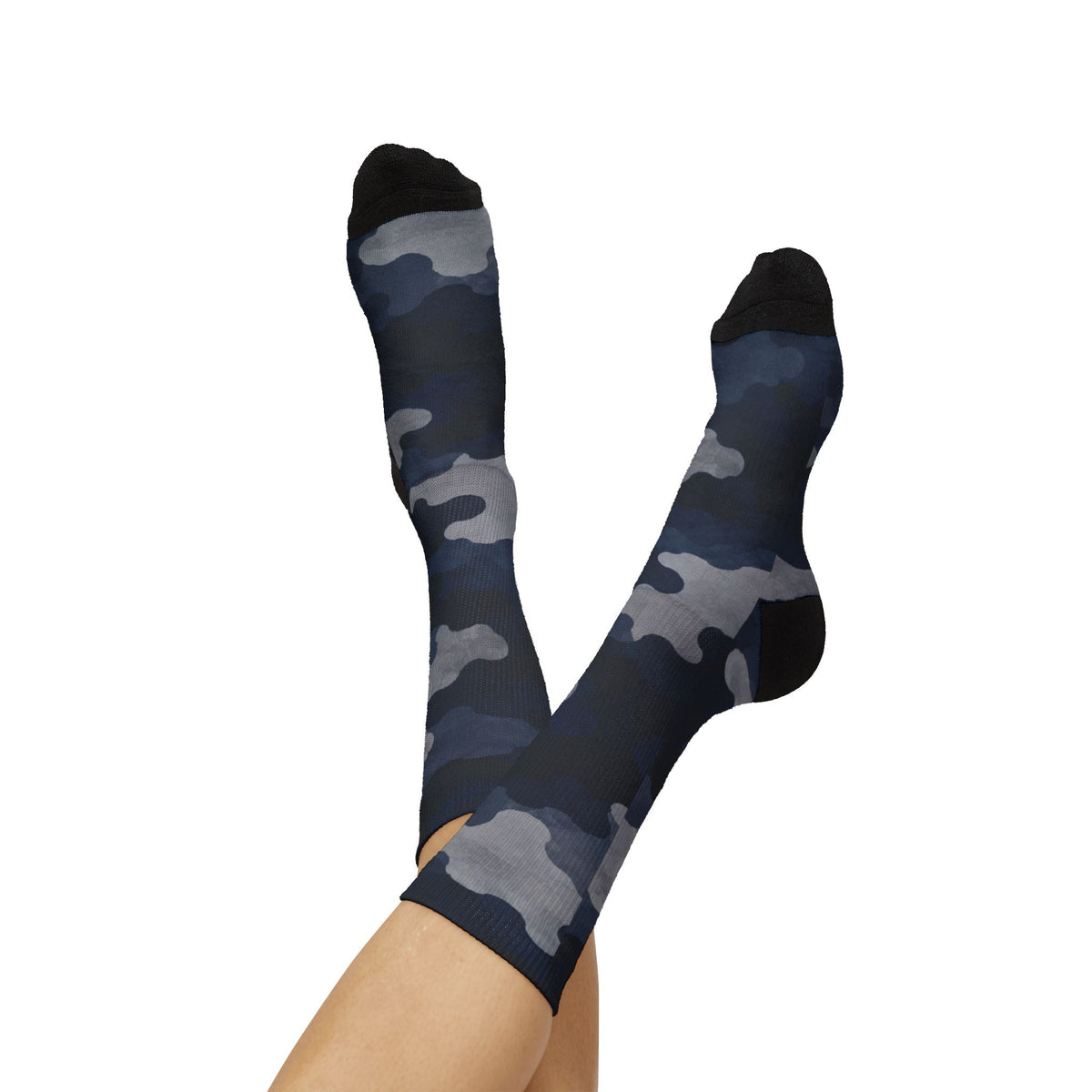 Colbalt, Icy Bue and Onyx Crew Socks by Camotoez The Deep Sea Stealth Crew