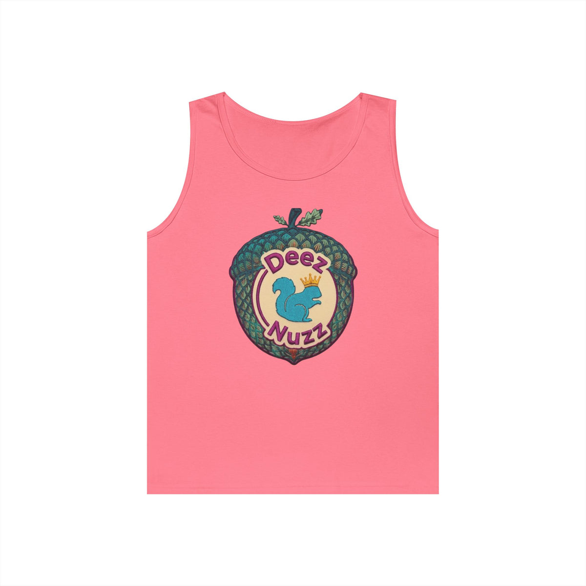 'Deez Nuzz' Purple Acorn Funny Squirrel Graphic Tank Top