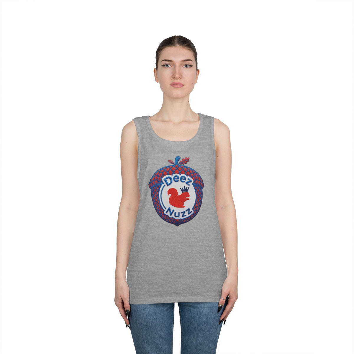 ‘Deez Nuzz’  Red,White, Blue Crest Funny Graphic Tank Top