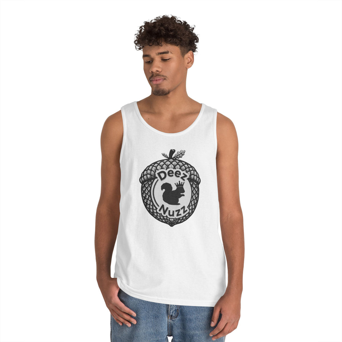 ‘Deez Nuzz’  Vintage Black/Grey Crest Funny Graphic Tank Top